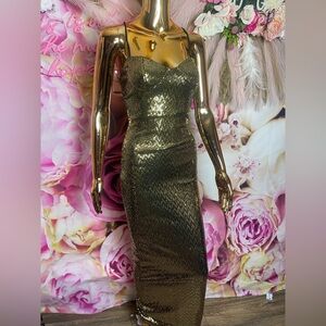 Fashion Nova Metallic Strapless Dress